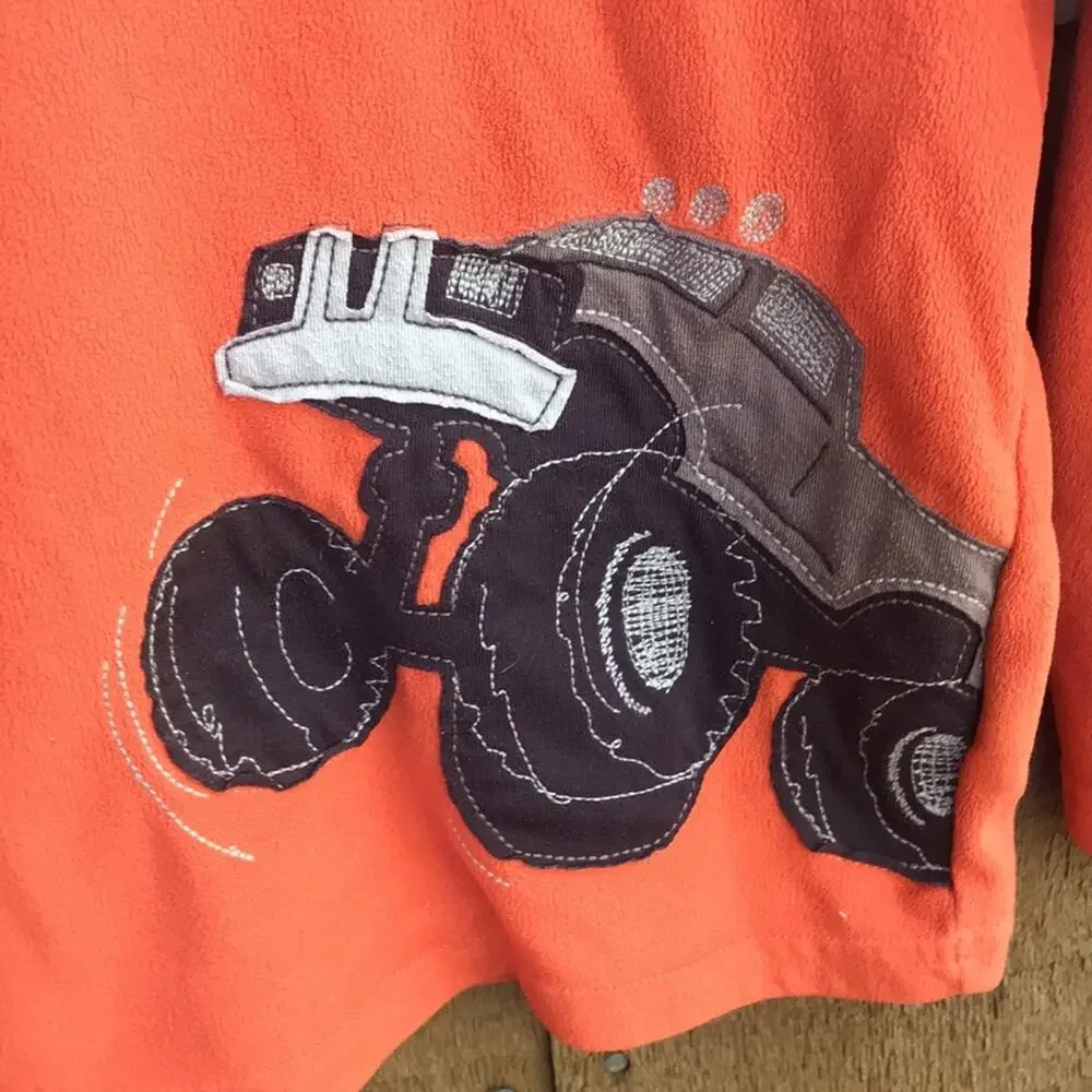 Carter's Super Comfy Fleece Truck Orange Long Sleeve Shirt Boys Size 6